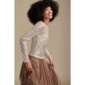 Lucky Brand Gold Sequin Long Sleeve Top, Women's Size M/L, NWT